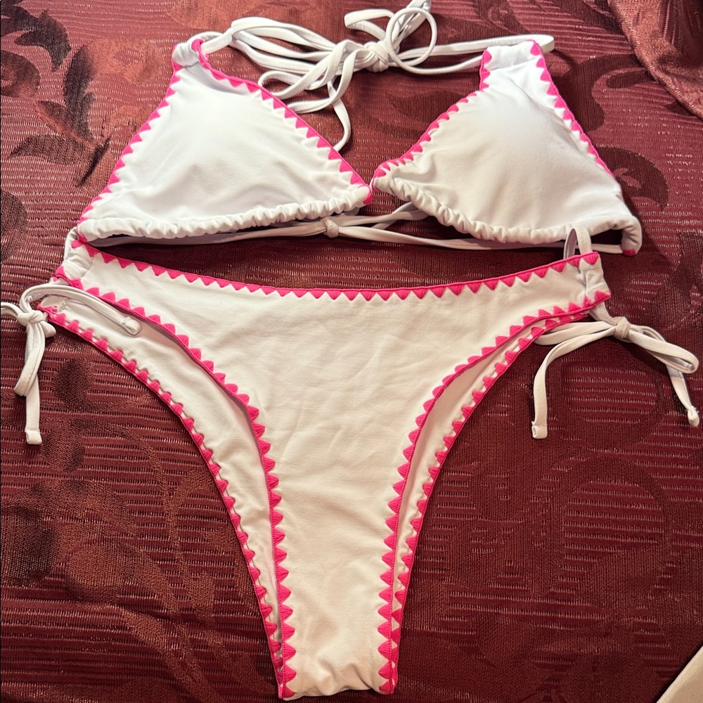 White and Pink Women's Bikini Set